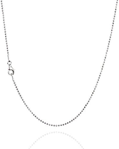 925 Sterling Silver 1.20 mm Diamond-Cut Bead Chain Necklace With Pear Shape Clasp-RHODIUM FINISH