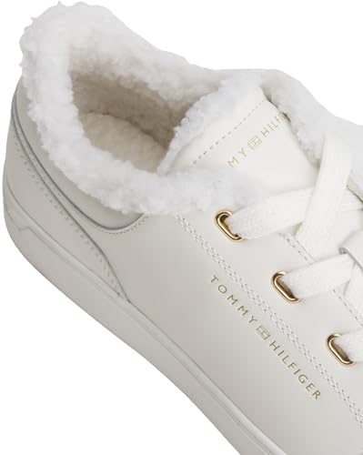Donna Sneakers con Suola Preformata Casual con Pelliccia Peluche, Bianco (Ecru), 37