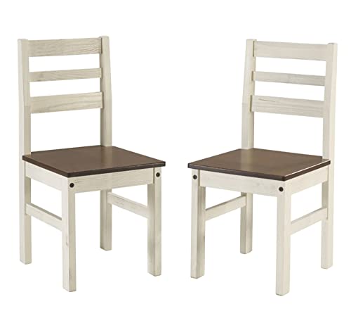 OS Home and Office Furniture Cottage Series Dining Chairs-2 in Distressed White