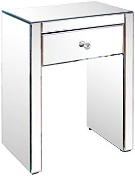 Statements by J Lyla Mirrored Nightstand w/ 1 Drawer, 26.2 Inch Tall, wood, glass Reflective