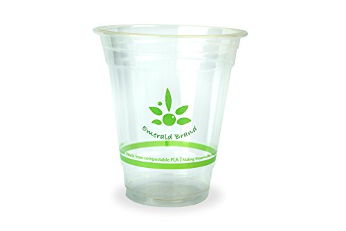 Emerald EMRPLA12 Compostable Cold Cups (Pack of 1000), 12 oz., Clear