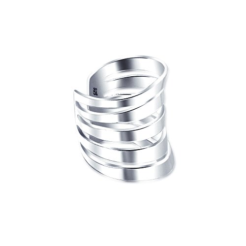 Bling Jewelry Modern Lines Geometric 925 Sterling Silver Single Ear Cuff