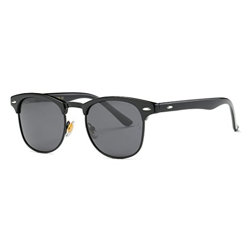 AEVOGUE Polarized Sunglasses Semi-Rimless Frame Brand Designer Classic AE0369 (Black&Black Frame, 48)