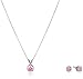 Amazon Collection Sterling Silver Pink Cubic Zirconia Pendant Necklace and Earrings Jewelry Set