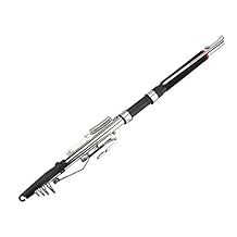 Dilwe Caña de Pescar automática, 2,7 m, Ultra Ligera, Plegable, Barra de Fibra de Vidrio automático, 6 Secciones, Telescópica, para Pesca en el Mar