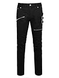 Allegra K Men Zipper Buckle Decor Mid Rise Button Closure Casual Pants Black W30