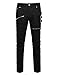 uxcell Men Casual Slim Fit Punk Gothic Pockets Patch Buckle Zipper Pants Trousers Black 30