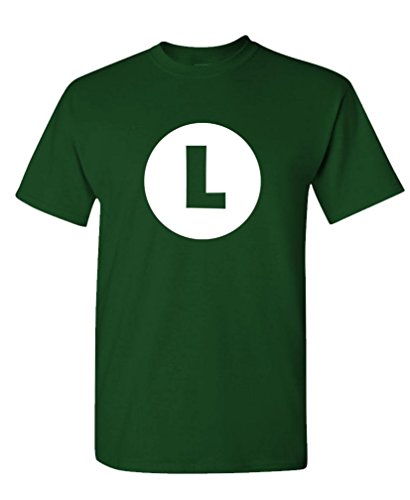LUIGI – video game costume halloween funny – Mens Cotton T-Shirt, L, Forest