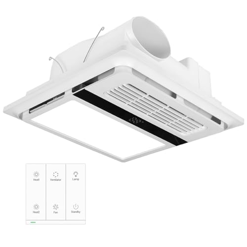 All-in-One Bathroom Heater Fan with Light | 1800W Rapid Heat, Whisper-Quiet Design,