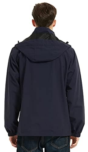 MOERDENG Men's Waterproof Rain Jacket Lightweight Raincoat Hooded