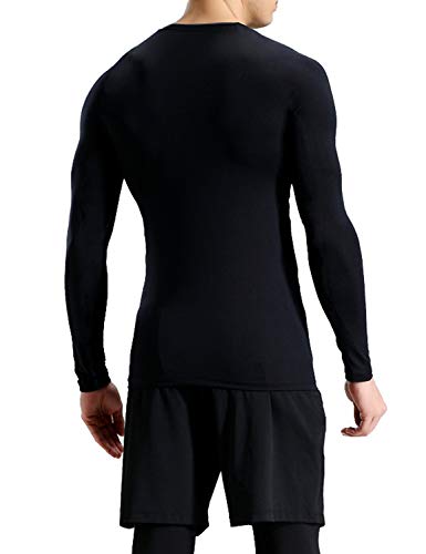 Lavento Men's 3 Pack Compression Shirts Baselayer Long-Sleeve Dry Fit T-Shirts (V Neck Black/Dark Gray/White,X-Large) - Thumbnail 7