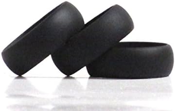 3 Pack Jet Black Silicone Wedding Bands - Mens or Womens Gym Rubber Rings. (Jet Black, 11)