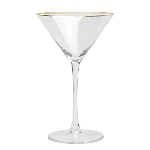 AILELAN Golden Edge Martini Glasses, Perfect Cocktail/Desserts Glasses with Stem, 8-Ounce, Set of 6