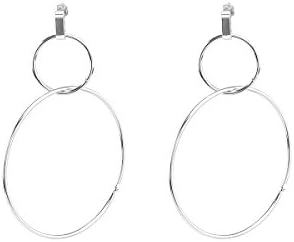 Sophie Land Zinc Alloy Double Circle Drop Dangle Earrings For Women Costume Jewelry (Silver)