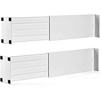 Dial Industries Adjustable Spring Loaded Drawer Dividers, Set of 2, 4.5" Deep, White