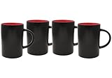Culver 14-Ounce Midnight Cafe Ceramic Mug, Red, Set of 4