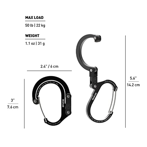 GEAR AID HEROCLIP Carabiner Clip and Hook (Small) for Purse, Stroller