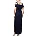 Alex Evenings Women's Long Cold Shoulder Dress (Petite and Regular Sizes), Beaded Navy, 16P
