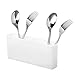 SANNO Expandable Draining Dish Rack Over Sink, Dish Rack in Sink or On Counter,Adjustable Arms Dish Drainer Rustproof Stainless Steel with White Utensil Silverware Storage Holders