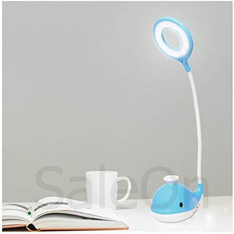Wooum Dolphin Fish Design Rechargeable LED Touch On/Off Switch Desk Lamp/Student Study Reading Dimmer (Blue)-817
