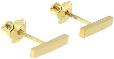 Automic Gold Solid 14k Yellow Gold Bar Screwback Earrings