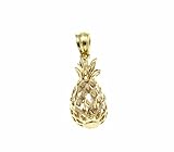 Arthur's Jewelry 14K Solid Yellow Gold Hawaiian Diamond Cut Pineapple Charm Pendant 7.5mm
