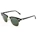 Ray-Ban RB3016 Clubmaster Square Sunglasses, Black on Gold/Green, 51 mm