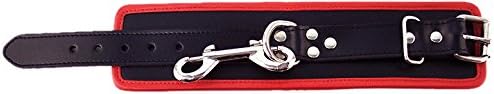 Rouge Garments Black & Red plain leather wrist cuffs with colour piping