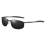 Men's Fashion Polarized Sunglasses Lightweight Durable Metal Frame Black Lens Sun Glasses