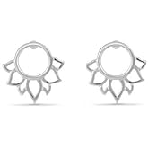 Boma Jewelry Sterling Silver Lotus Flower Circle Stud Earrings