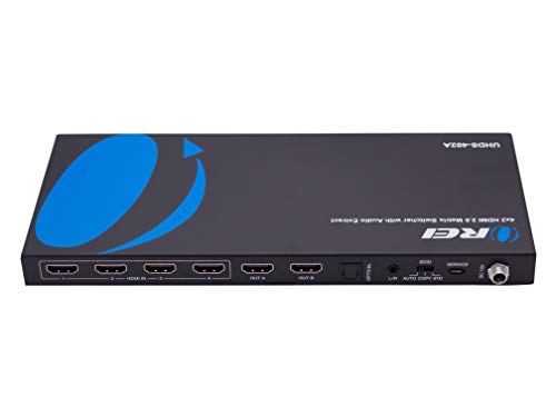 4K HDMI Matrix Switch 4 X 2 by Orei Switcher 18G UltraHD with Arc Supports Upto 4K @ 60Hz & 1080P IR Audio Extractor Arc EDID HDCP 2.- Remote Control - Full Matrix Selection