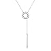 Long Necklace 925 Sterling Silver Adjustable Round Circle Y Shaped Lariat Necklace for Women, 22