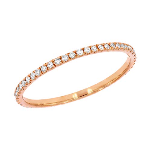 Goldenstar 0.25Ct. Natural Diamond Eternity Rings, 14K Rose Gold Band, Size 7