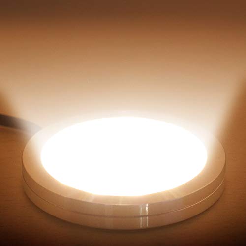 LED Cabinet Puck Lights Dimmable - Moobibear 2W 600lm Under Cabinet Lighting Kit with 10 Levels Brightness Switch, 3000K Warm White Under Counter Lighting for Kitchen Closet, All Accessories Included