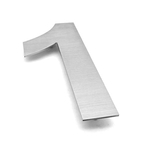 GFDesign Modern House Number 1 Floating Home Address Numerals Sign Plaque Heavy Duty Mount for Home Hotel Office Brushed Nickel Solid 304 Stainless Steel - 6 inches