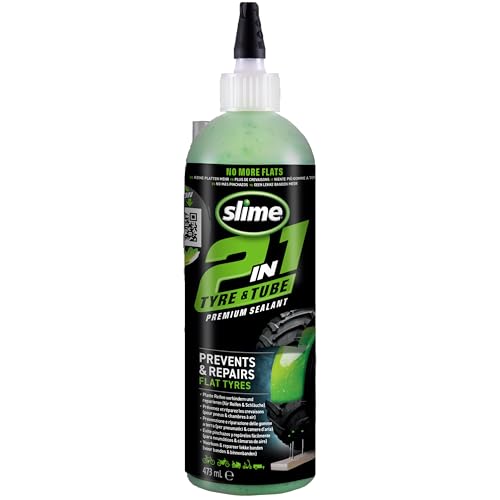 Slime 10193-51 Sigillante 2 in 1 per Camera d'Aria e Pneumatico Antiforatura, Premium, Prevenire e Riparare, per Tutti i Tipi di Camere d’Aria e Pneumatici Fuoristrada, 473ml (16oz)