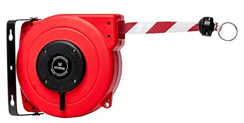Flexibarrier Safety Barrier Roll (9 m) - High-Performance Belt (Red/White) Retractable Barrier Tape / Wall Mount with Strap