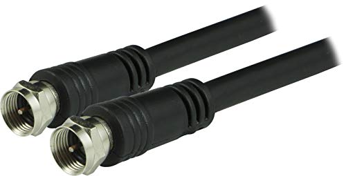 GE RG59 Coaxial Cable 25ft. (7.6m), Black, F-Type Connections Jacks, Low Loss, Double Shielded Coax Cable, Input/Output, Ideal for Antennas, DVR, VCR, Satellite to TV, 23210