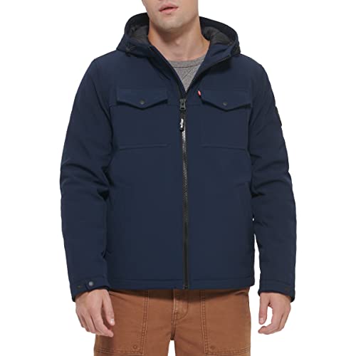 Levi's Men's Soft Shell Two Pocket Sherpa Lined Hooded Trucker Jacket Graphit... for sale online