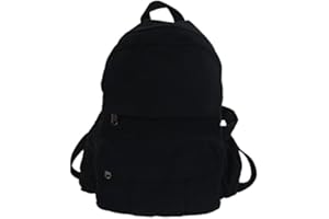 KAOBIO Boho Canvas Backpack for School Vintage College Backpack Women Fairy Grunge Aesthetic Hippie Y2K Backpack (Black)