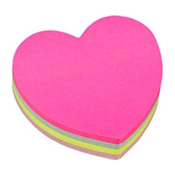 Rainbow Love Heart-Shaped Sticky Note Cube Super Sticky Removable Notes Pad,Set of 2
