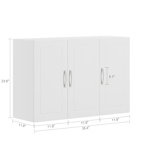 SoBuy 3-Door Bathroom Wall Cabinet - Medicine Cabinet with Adjustable Shelves Over Toilet Storage Cupboard Bathroom Cabinet Kitchen Cabinet Rangement Salle de Bain Bathroom Storage Organizer