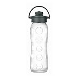 Lifefactory 22-Ounce BPA-Free Glass Water Bottle with Flip Cap & Silicone Sleeve, Transparent