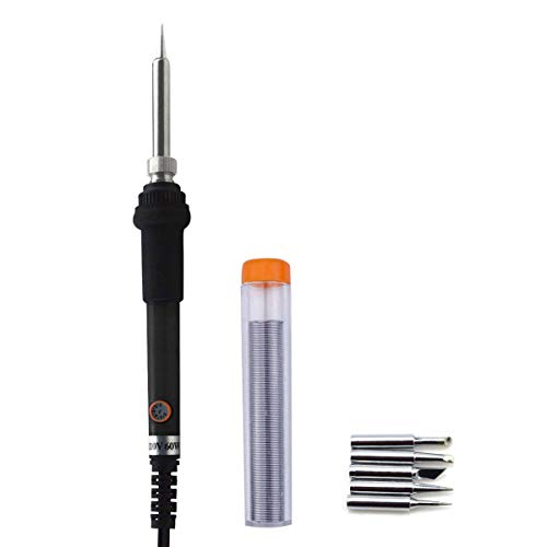 GLE2016 Electric Soldering Iron Kit 60W Adjustable Temperature Welding Soldering Iron with 5pcs Different Tips, 1 Solder Wire 1.0mm Dia. (Soldering Irons)