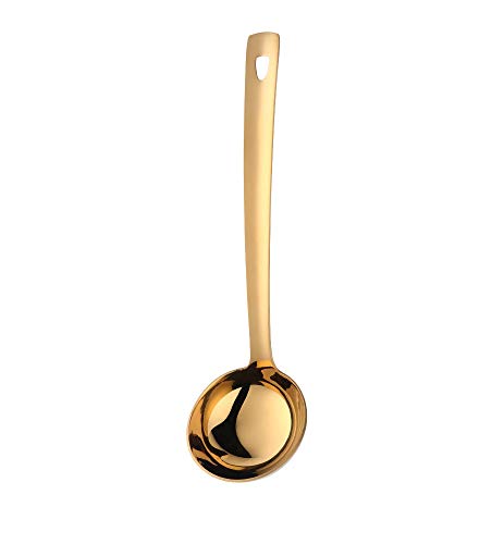 Gold Soup Ladle, BuyGo Large Serving Soup Spoon Stainless Steel Long Handle Soup Pan Ladle for Cooking, Stirring, Dishwasher Safe, 11.81 inches - Thumbnail 7