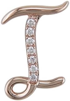 JMS Jewelry18K Rose Gold Initial"I" Pave with Diamond Pendant (73)