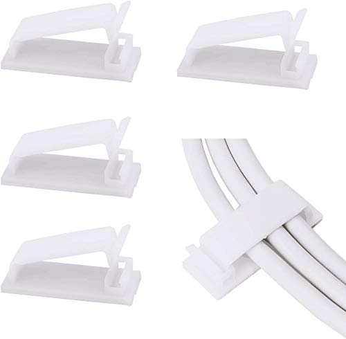 SOULWIT® 50 pezzi Autoadesivo Clip Cavo, Fermacavi Supporto Organizer la Gestione dei cavi per TV, PC, laptop, cavo Ethernet, scrivania, casa, ufficio