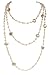 Designer Inspired Long Double Pearl Strand Layered Camellia Flower Pendant Necklace for Women, Dainty Sweater Necklace for Party, Vintage Costume Jewelry(Gold Camellia)