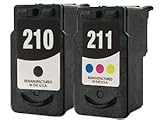 Remanufactured Ink Cartridge Replacement for Canon PG210 2974B001 CL211 2976B001 (1 Black 1 Color 2 Pack)