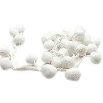 Yalulu 9 Meter Bommelborte Bommel Fransen Band, Mehrfarbig Pom Pom Trim Spitze Stoff DIY Handwerk (Weiß)